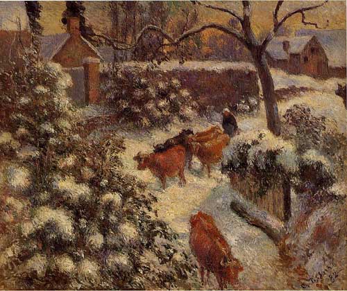 Painting Code#41832-Pissarro, Camille - Snow Effect in Montfoucault