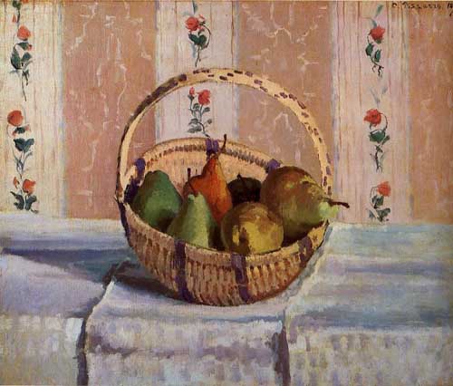 Painting Code#41835-Pissarro, Camille - Still Life, Apples and Pears in a Round Basket
