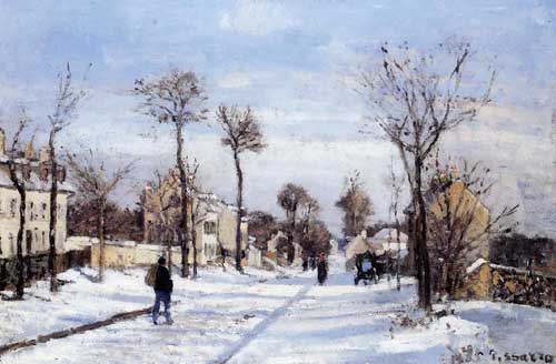 Painting Code#41836-Pissarro, Camille - Street in the Snow, Louveciennes