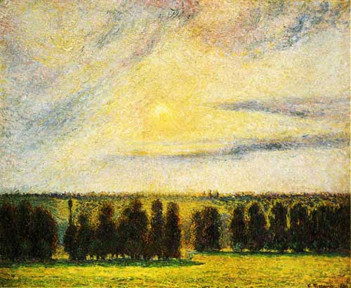 Painting Code#41842-Pissarro, Camille - Sunset at Eragny 