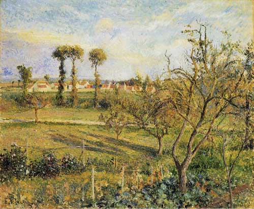 Painting Code#41844-Pissarro, Camille - Sunset at Valhermeil, near Pontoise