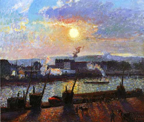 Painting Code#41845-Pissarro, Camille - Sunset, Rouen