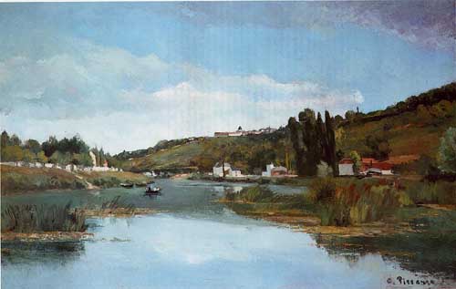 Painting Code#41851-Pissarro, Camille - The Banks of the Marne at Chennevieres