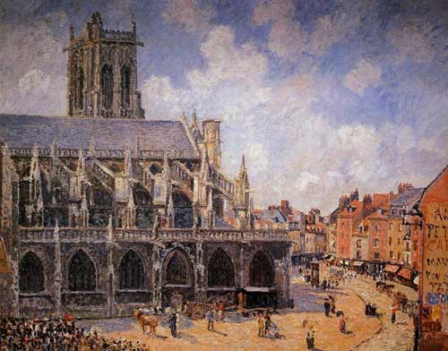 Painting Code#41863-Pissarro, Camille - The Church of Saint-Jacques, Dieppe, Morning Sun