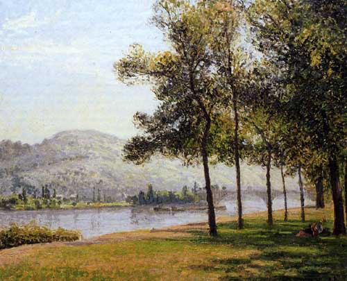 Painting Code#41867-Pissarro, Camille - The Cours-la-Reine at Rouen, Morning, Sunlight