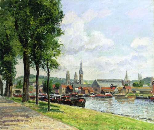 Painting Code#41868-Pissarro, Camille - The Cours-la-Riene, The Notre-Dame Cathedral, Rouen