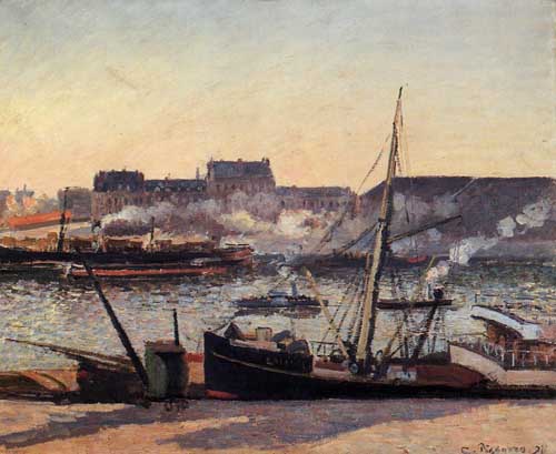 Painting Code#41871-Pissarro, Camille - The Docks, Rouen, Afternoon