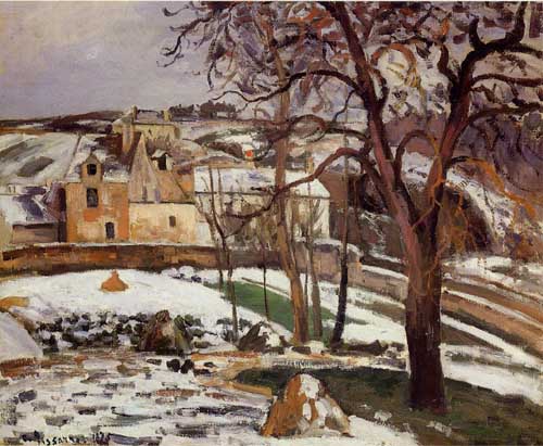 Painting Code#41873-Pissarro, Camille - The Effect of Snow at l&#039;Hermitage, Pontoise