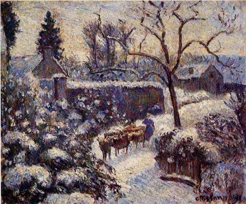 Painting Code#41874-Pissarro, Camille - The Effect of Snow at Montfoucault