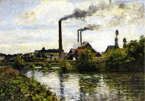 Painting Code#41877-Pissarro, Camille - The Factory at Pontoise