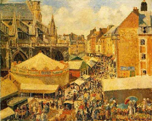 Painting Code#41878-Pissarro, Camille - The Fair in Dieppe, Sunny Morning