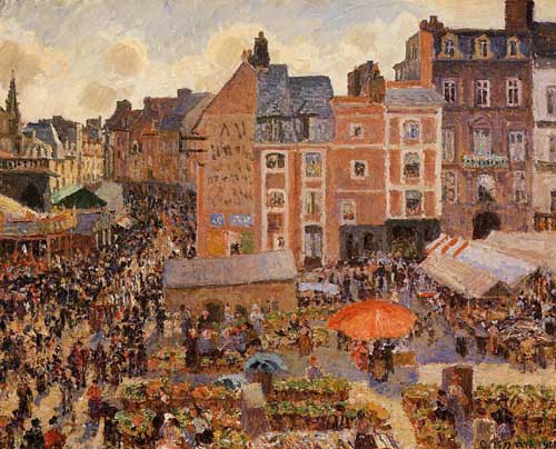 Painting Code#41879-Pissarro, Camille - The Fair, Dieppe, Sunny Afternoon