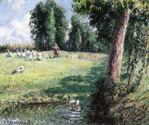 Painting Code#41889-Pissarro, Camille - The Goose Girl