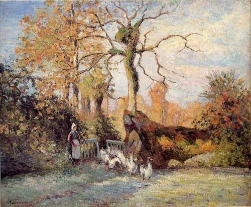 Painting Code#41890-Pissarro, Camille - The Goose Girl at Montfoucault, White Frost