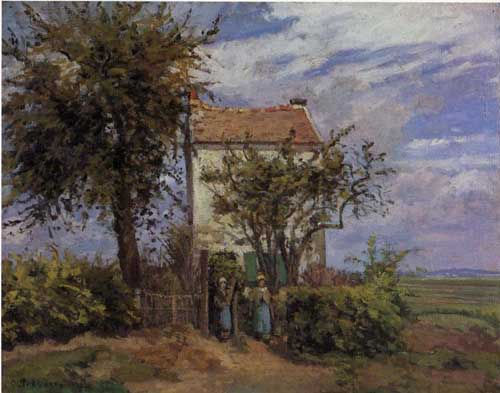 Painting Code#41893-Pissarro, Camille - The House in the Fields, Rueil