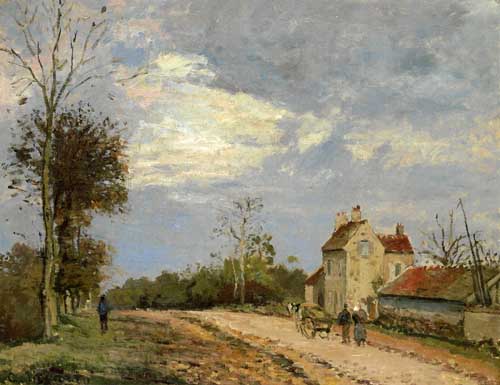 Painting Code#41896-Pissarro, Camille - The House of Monsieur Musy, Route de Marly, Louveciennes