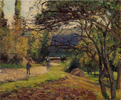 Painting Code#41903-Pissarro, Camille - The Little Bridge, Pontoise