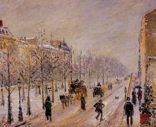 Painting Code#41919-Pissarro, Camille - The Outer Boulevards, Snow Effect