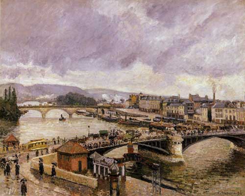 Painting Code#41927-Pissarro, Camille - The Pont Boieldieu , Rouen, Rain Effect