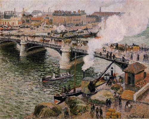 Painting Code#41929-Pissarro, Camille - The Pont Boieldieu, Rouen, Damp Weather