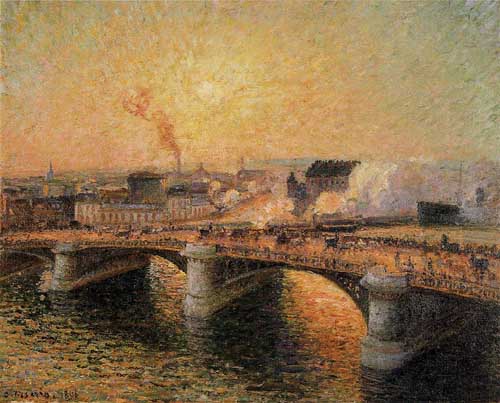 Painting Code#41930-Pissarro, Camille - The Pont Boieldieu, Rouen, Sunset