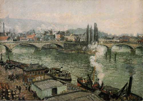 Painting Code#41931-Pissarro, Camille - The Pont Corneille , Rouen, Grey Weather
