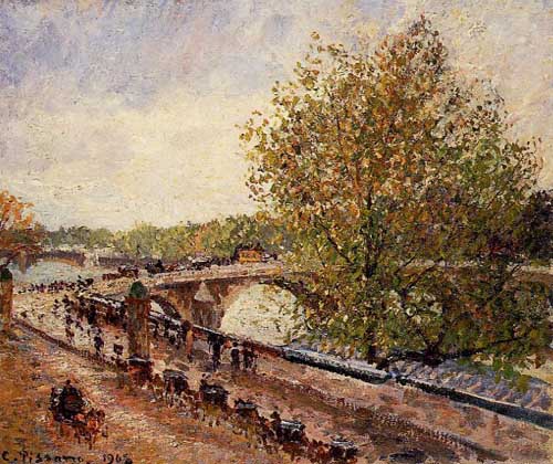 Painting Code#41934-Pissarro, Camille - The Pont Royal, Grey Weather, Afternoon, Spring