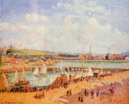 Painting Code#41941-Pissarro, Camille - The Port of Dieppe, Sunny Afternoon