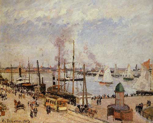 Painting Code#41944-Pissarro, Camille - The Port of Le Havre - High Tide