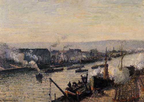 Painting Code#41945-Pissarro, Camille - The Port of Rouen, Saint-Sever