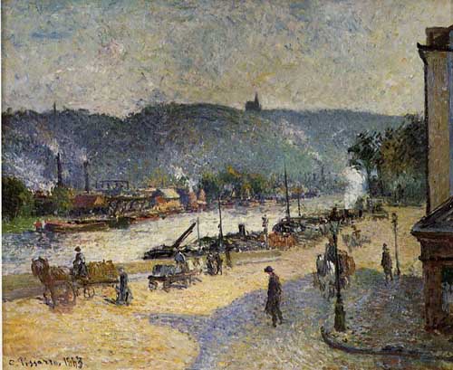 Painting Code#41948-Pissarro, Camille - The Quays at Rouen