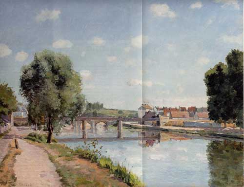 Painting Code#41949-Pissarro, Camille - The Railroad Bridge at Pontoise
