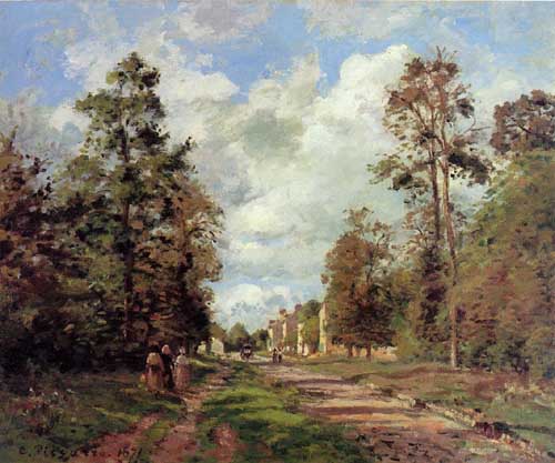 Painting Code#41951-Pissarro, Camille - The Road to Louveciennes at the Outskirts of the Forest 