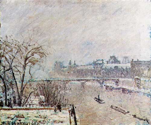 Painting Code#41958-Pissarro, Camille - The Seine Viewed from the Pont-Neuf, Winter