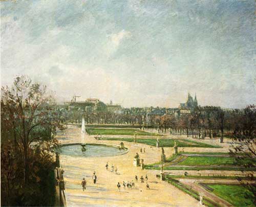 Painting Code#41965-Pissarro, Camille - The Tuileries Gardens, Afternoon, Sun