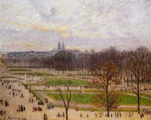 Painting Code#41969-Pissarro, Camille - The Tuilleries Gardens, Winter Afternoon