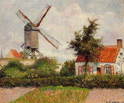 Painting Code#41996-Pissarro, Camille - Windmill at Knocke, Belgium