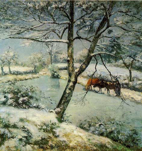 Painting Code#41997-Pissarro, Camille - Winter at Montfoucault (A.K.A. The Effect of Snow)