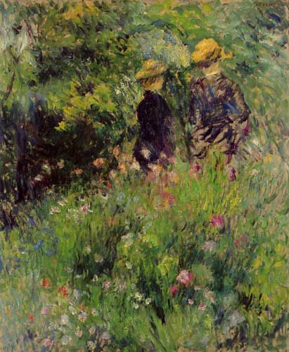 Painting Code#42017-Renoir, Pierre-Auguste - Conversation in a Rose Garden