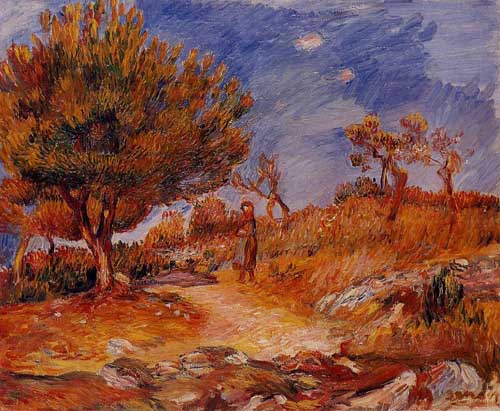 Painting Code#42042-Renoir, Pierre-Auguste - Landscape, Woman under a Tree