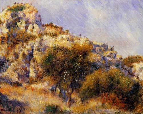 Painting Code#42061-Renoir, Pierre-Auguste - Rocks at l&#039;Estaque