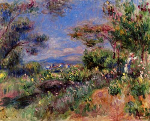 Painting Code#42091-Renoir, Pierre-Auguste - Young Woman in a Landscape, Cagnes