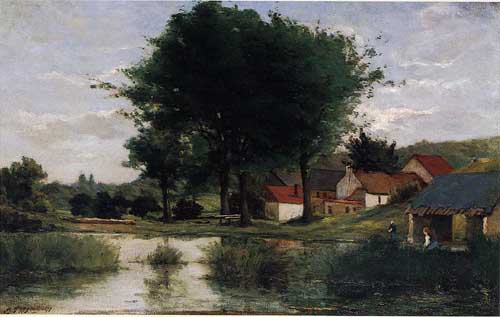 Painting Code#42096-Gauguin, Paul - Autumn Landscape (also known as Farm and Pond)