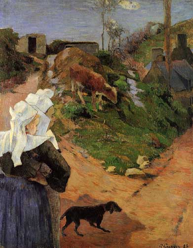 Painting Code#42121-Gauguin, Paul - Breton Women at the Turn