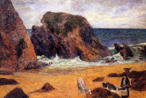 Painting Code#42124-Gauguin, Paul - Cows by the Sea
