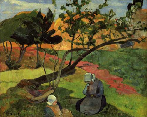 Painting Code#42159-Gauguin, Paul - Little Girls (AKA Landscape with Two Breton Girls)