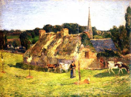 Painting Code#42161-Gauguin, Paul - Lollichon Field and Pont-Aven Church