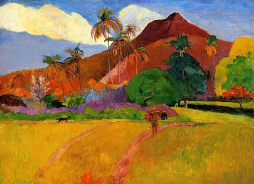 Painting Code#42165-Gauguin, Paul - Mountains in Tahiti
