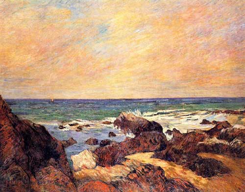 Painting Code#42180-Gauguin, Paul - Rocks and Sea