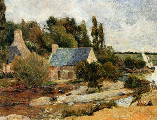 Painting Code#42223-Gauguin, Paul - Washerwoman at Simonou Mill, Pont-Aven